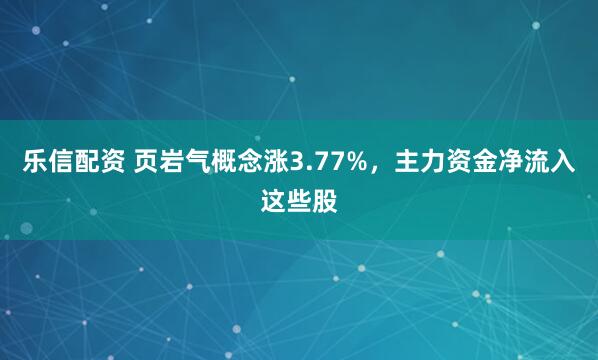 乐信配资 页岩气概念涨3.77%，主力资金净流入这些股